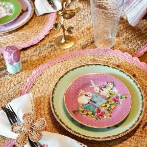 Famille Rose Bunny Appetizer Plates Set of 4 | Williams Sonoma