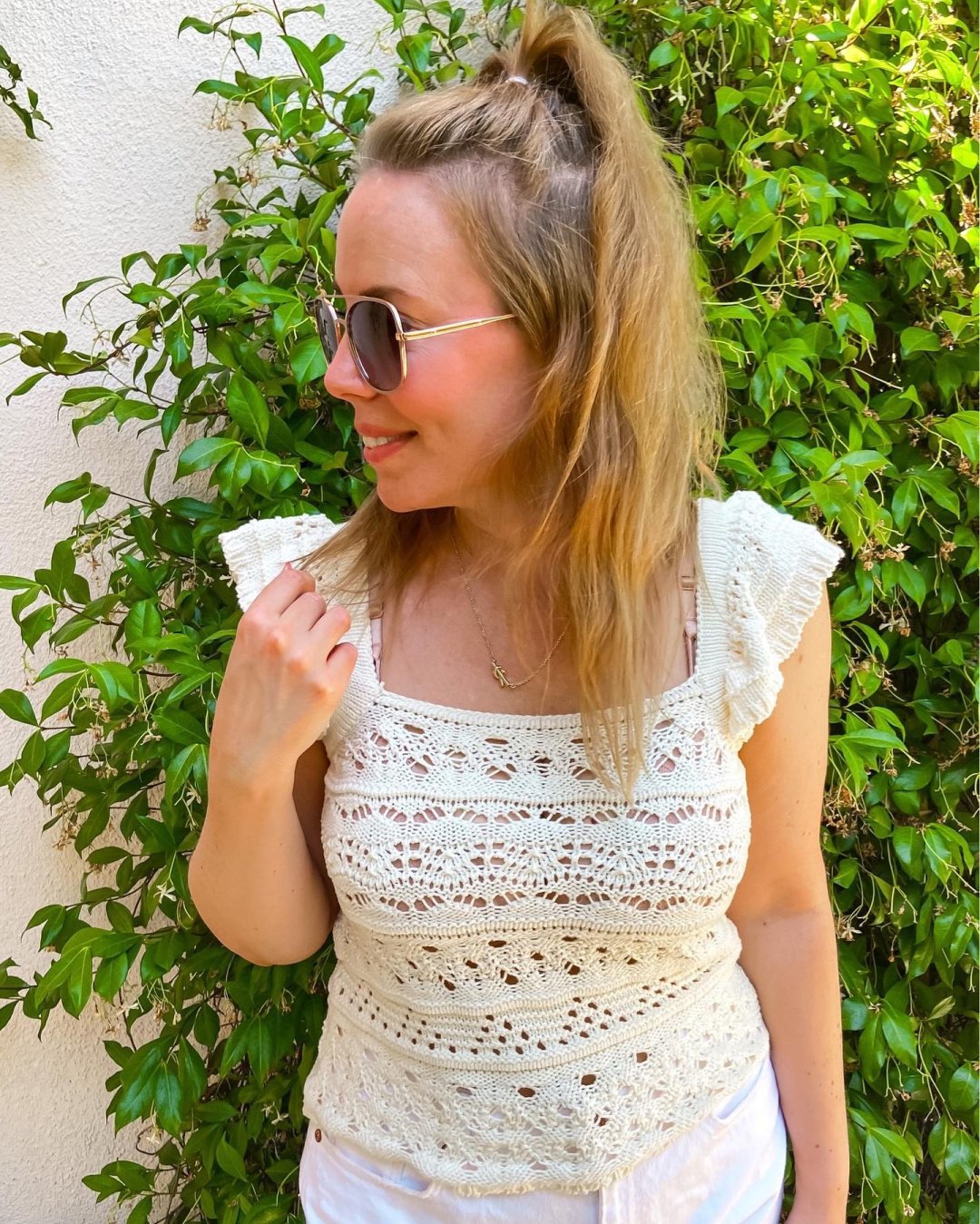 Crochet Ruffle Sweater Tank Top