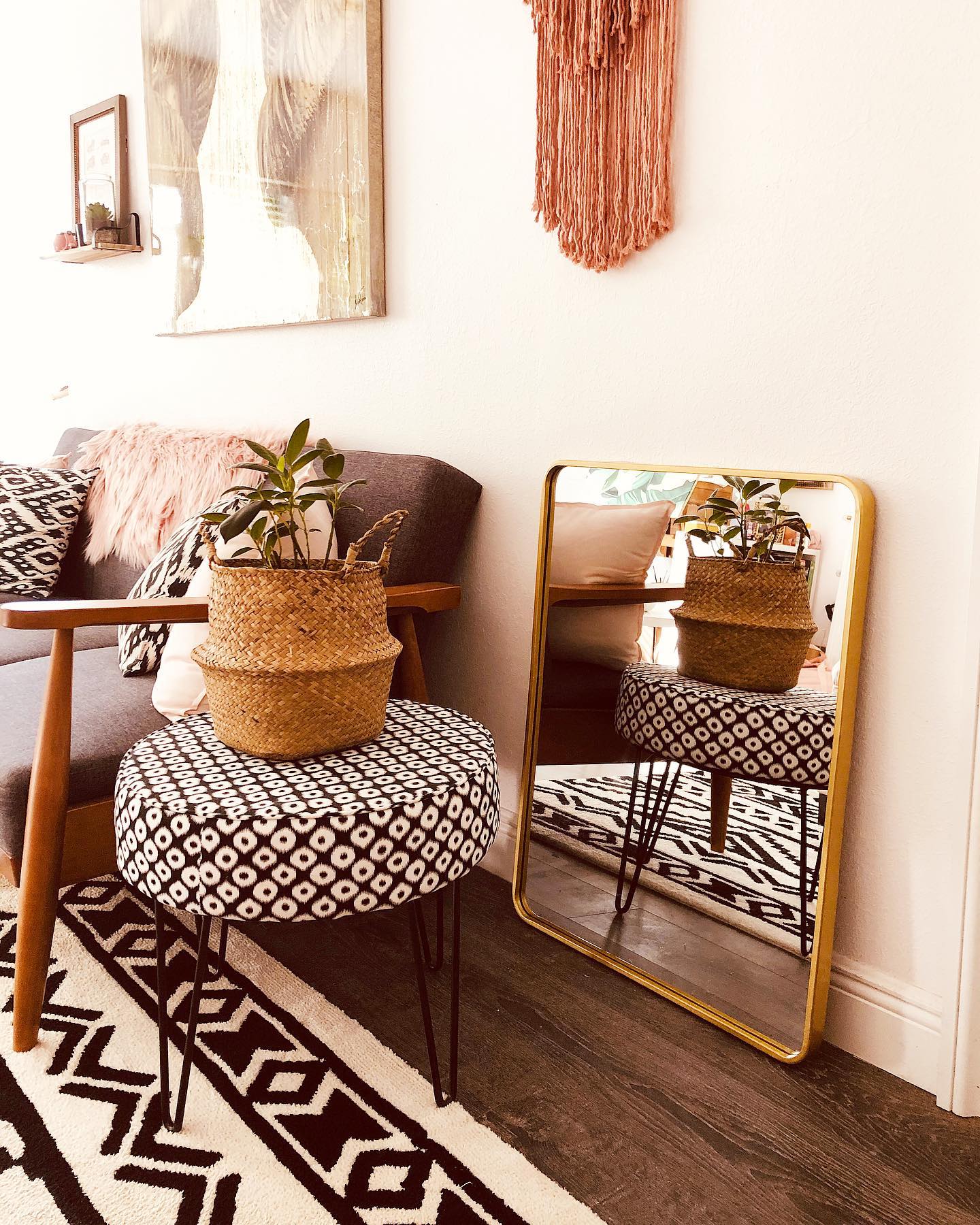 Textured boho living room Instagram Post