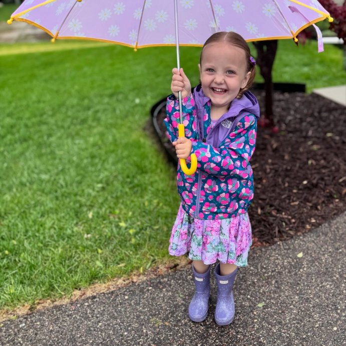 user image by @shan_proulx_lowe, Girls&#39; Daisy Stick Umbrella - Cat &#38; Jack&#8482;️ Purple: Floral Pattern, Botanical Design, Plastic Handle, Woven Construction