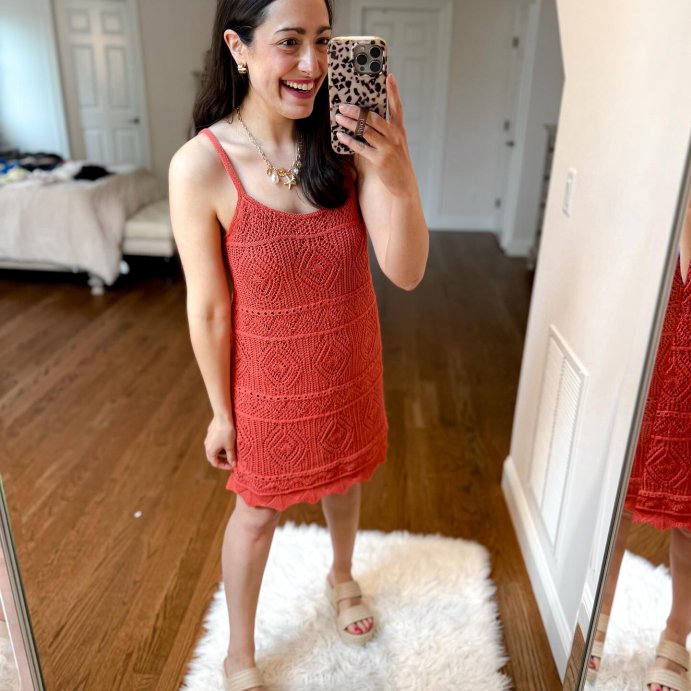 user image by @msnafashion, Women's Mini Crochet Shift Dress - A New Day™
