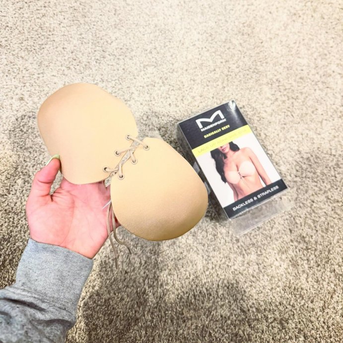 user image by @bullseye_babe_allday, Maidenform Women's Lace-Up Adhesive Bra - Nude