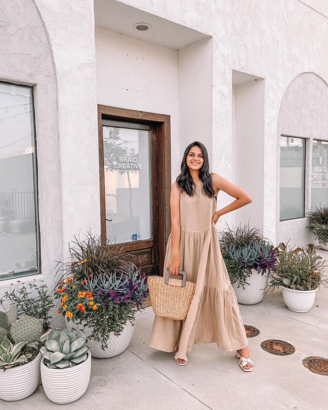 White Gauze Dress with Pockets