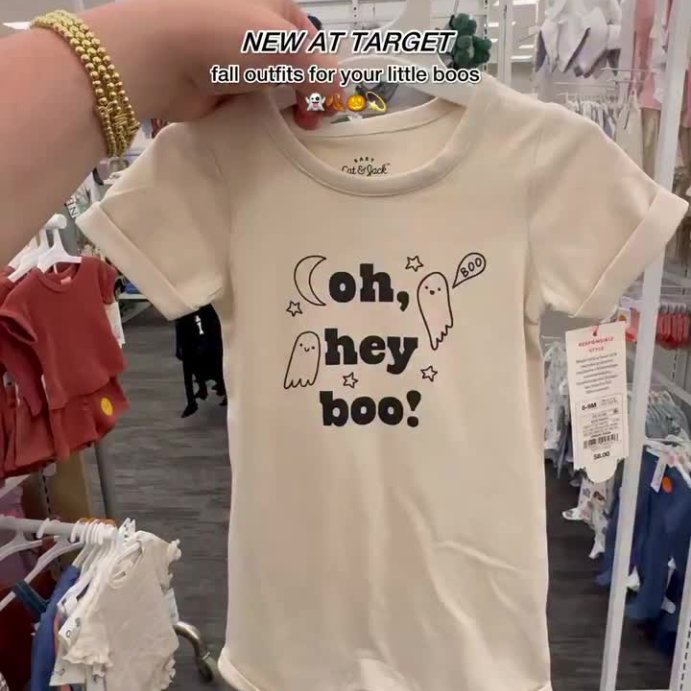 user image by @natalieintheburbs, Baby Halloween Oh Hey Boo Short-Sleeve Romper - Cat &#38; Jack&#8482; Cream