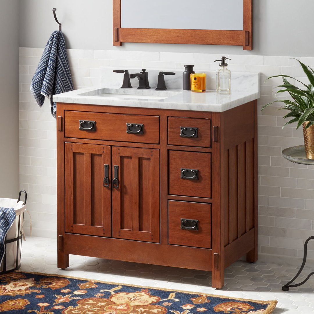 36" American Craftsman Vanity for Left Offset Rectangular ...