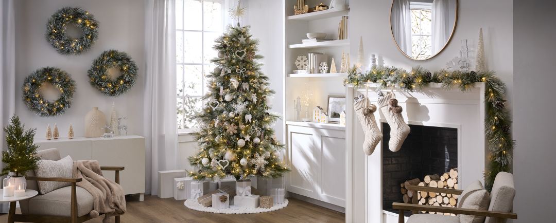 Shop CANVAS White Christmas Collection Flocked Bottlebrush Tree with Pearls, 7-in, 3-pk, CANVAS Charlotte LED Pre-Lit Christmas Decoration Snow-Dusted Wreath, 24-in, CANVAS Pre-Lit Charlotte Snow-Dusted Pine Tree, 350 Warm White LED Lights, 7-ft, CANVAS White Christmas Collection Faux Fur Tree Skirt, 48-in, CANVAS Pre-lit Birch Holiday Tabletop Tree with Timer, 18-in, CANVAS Christmas Decoration Oat Cable Knit Stockings, 20 1/2-in, CANVAS Charlotte LED Pre-Lit Christmas Decoration Snow-Dusted Garland, 9-ft, CANVAS White Christmas Collection Pearl Beaded Cone Tree Holiday Tabletop Décor, 16-in and more