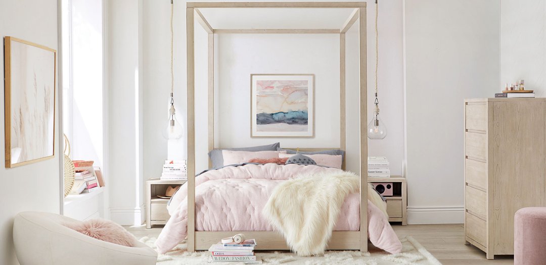 Pottery barn pink deals bed