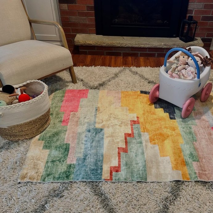 user image by @buffalohomebody, Town & Country Play Nara Southwest Pop Area Rug Pink