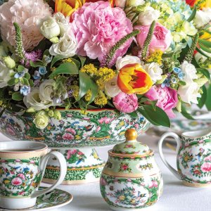 Famille Rose Tea Set, Porcelain Gold Rim | Williams Sonoma
