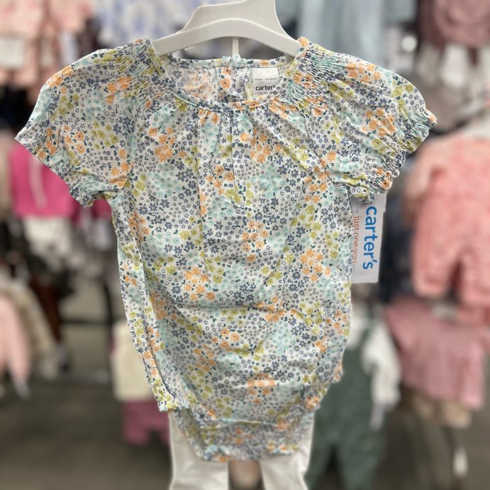 user image by @momlifeandstylefinds, Carter's Just One You® Baby Girls' Micro Floral Romper with Tights - Blue