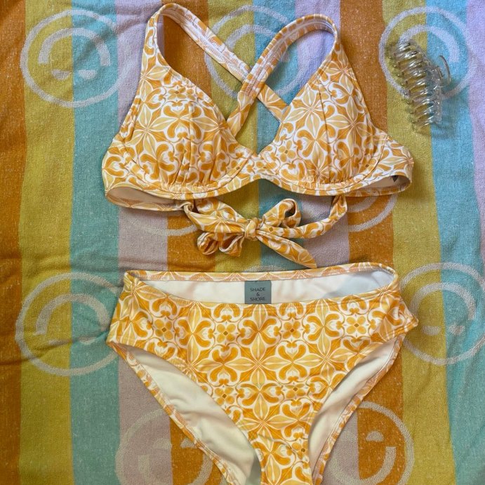 user image by @sssaysso, Women's Tile Print Mid-Rise Regular Leg Full Coverage Bikini Bottom - Shade & Shore™ Multi
