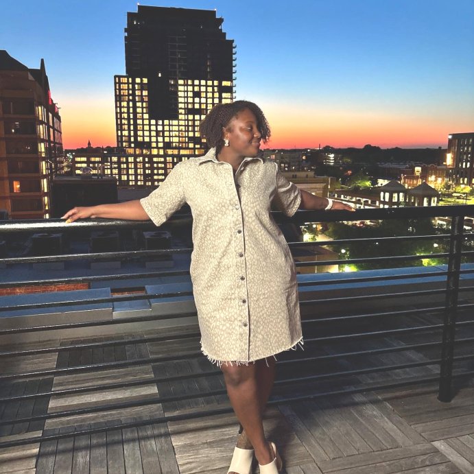 user image by @desxnichole, Women's Leopard Denim Mini Shirtdress - Universal Thread™ Tan