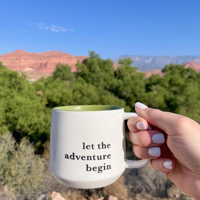 user image by @thecatherinepie, 16oz Stoneware Let the Adventure Begin Mug Moss - Threshold&#8482;: Traditional Dark Green Coffee Mug, Dishwasher &#38; Microwave Safe