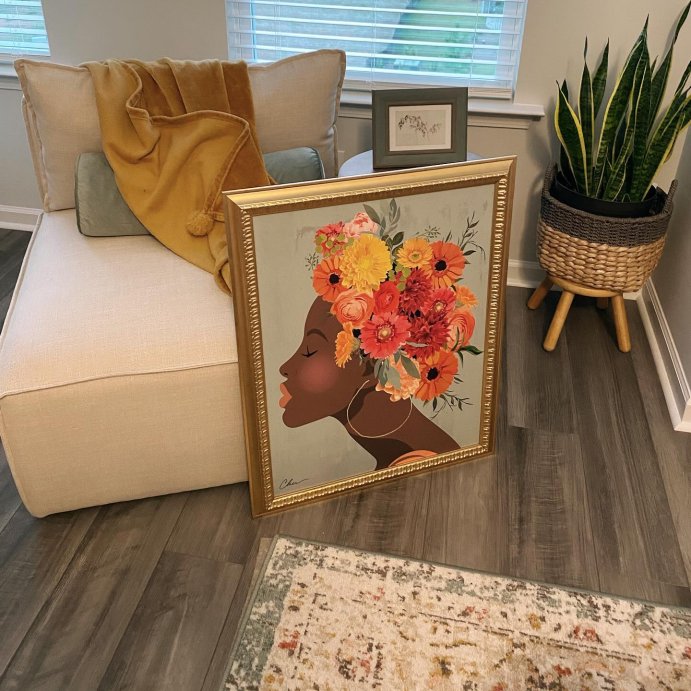 user image by @myliferevised, 24&#34; x 30&#34; Floral Dream by Nikki Chu Vintage Canvas Board Gold - Threshold&#8482;: Modern Style, Digital Art, Polystyrene Frame
