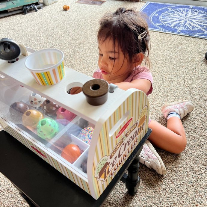 user image by @ankurosucole, Melissa &#38; Doug Wooden Scoop and Serve Ice Cream Counter With Play Food and Accessories - 28pc