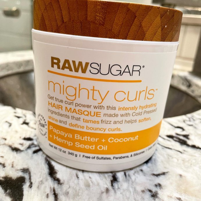 user image by @manda.curls, Raw Sugar Mighty Curls&#160;Hair Masque - Papaya Butter + Coconut Oil + Hemp Seed Oil - 12oz