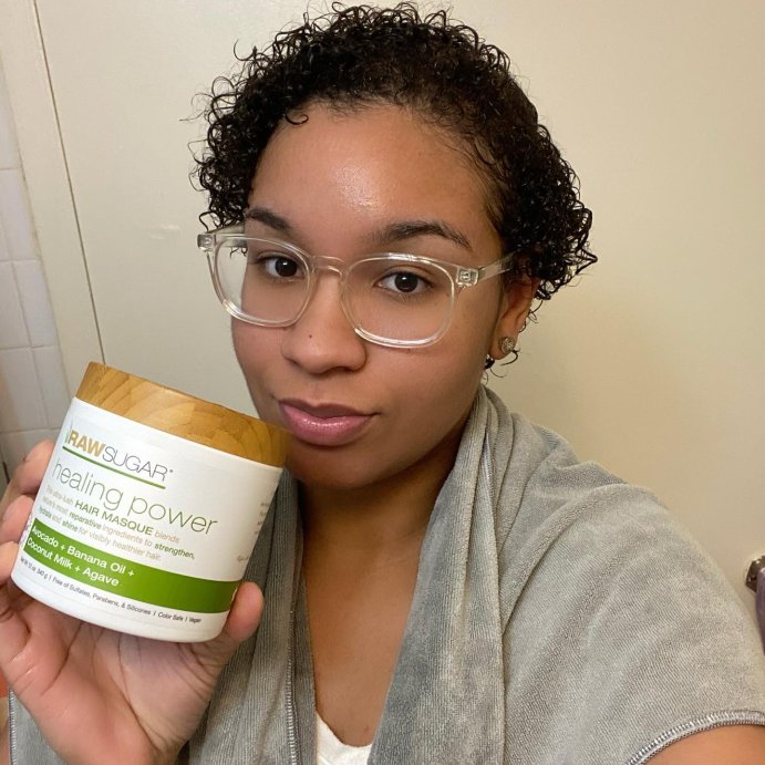 user image by @lovelycurls_cey, Raw Sugar Healing Power Hair Masque - Avocado Oil + Banana + Coconut Milk + Agave - 12oz