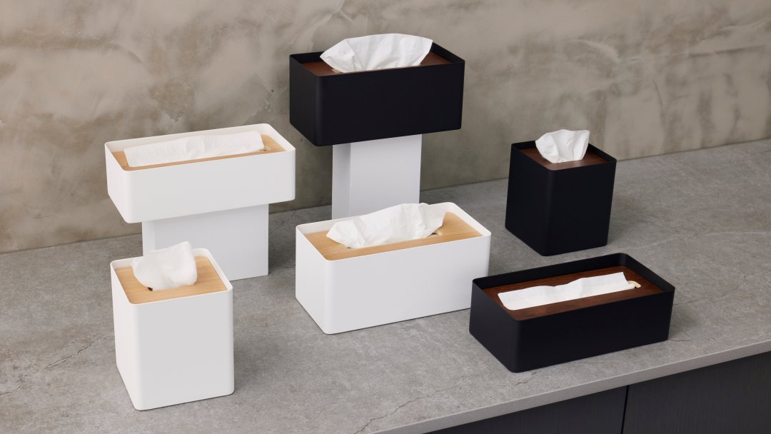 Yamazaki Home Tissue Box Cover - Steel Walnut