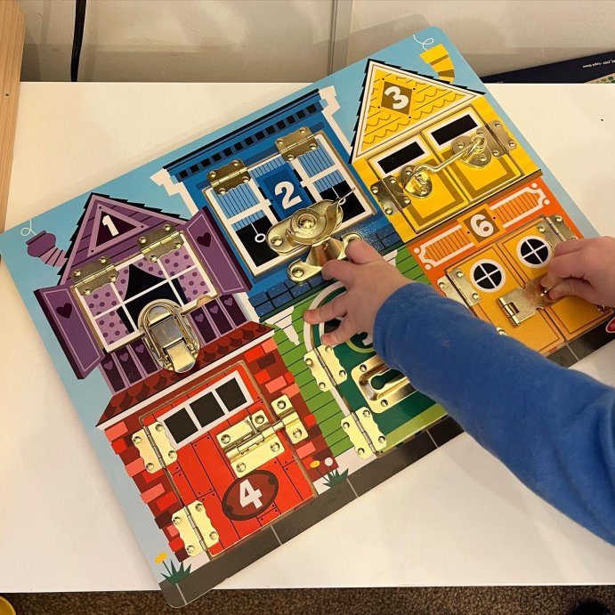 user image by @babylifeatnumber3, Melissa &#38; Doug Latches Wooden Activity Board