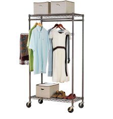 Shop type A Perspective Heavy-Duty Portable Freestanding Clothing Rack with 2 Closet Rods and more