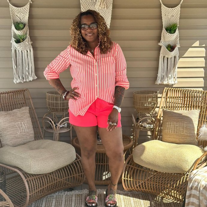 user image by @thatgirlsclosettanyika, Women's Slim Fit Boyfriend Tailored Long Sleeve Button-Down Shirt - A New Day™