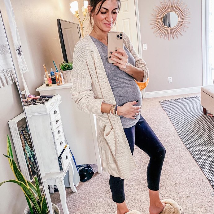 user image by @bicoastalmomma, Short Sleeve V-Neck Side Shirred Maternity T-Shirt - Isabel Maternity by Ingrid & Isabel™