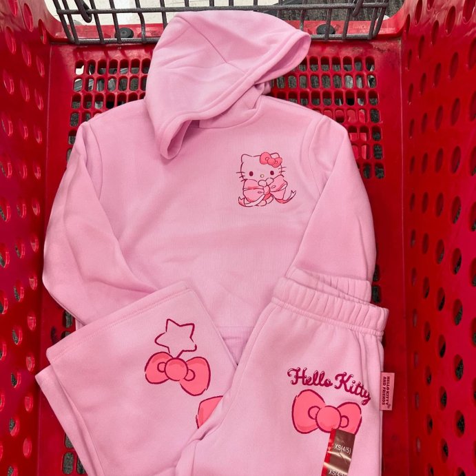 user image by @thetargetkidshopper, Girls&#39; Sanrio Hello Kitty and Friends Hooded Fleece Sweatshirt - Pink