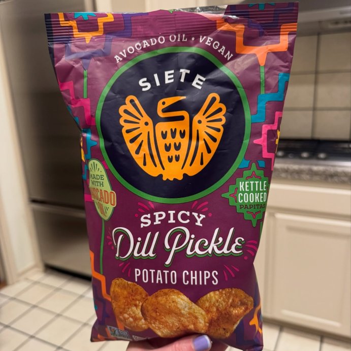 user image by @snacks.onsnacks.onsnacks, Siete Spicy Dill Pickle Kettle Cooked Potato Chips - 5.5oz