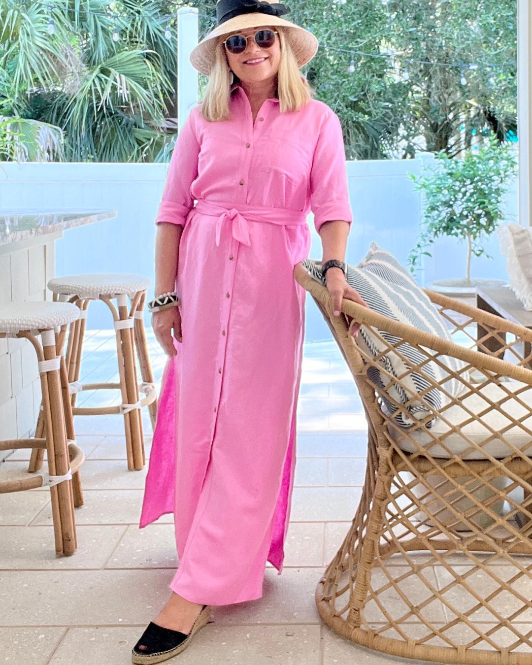 Pink maxi 2025 shirt dress