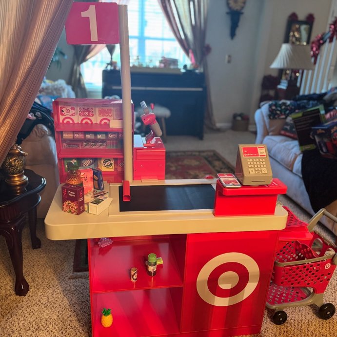 user image by @baileyspeaks22, Target Toy Checklane: Pretend Shopping Accessories, Play Money, Toy Cash Register, Batteries Required, Ages 3+