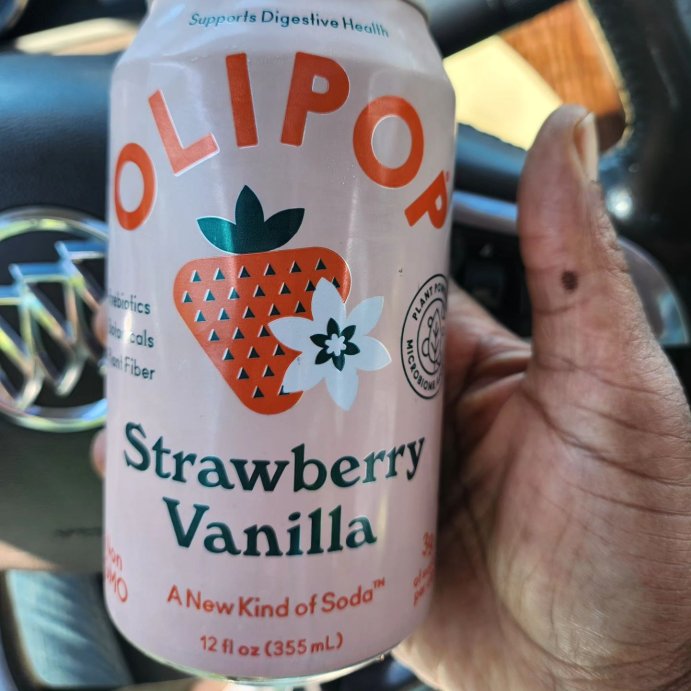 user image by @nanoosie85, OLIPOP Strawberry Vanilla Prebiotic Soda - 12 fl oz Can