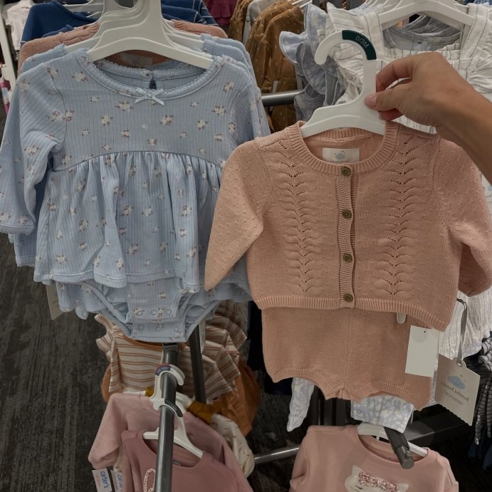 user image by @showermeintarget, Baby Girls' Floral Skirted Bodysuit - Cloud Island™ Blue