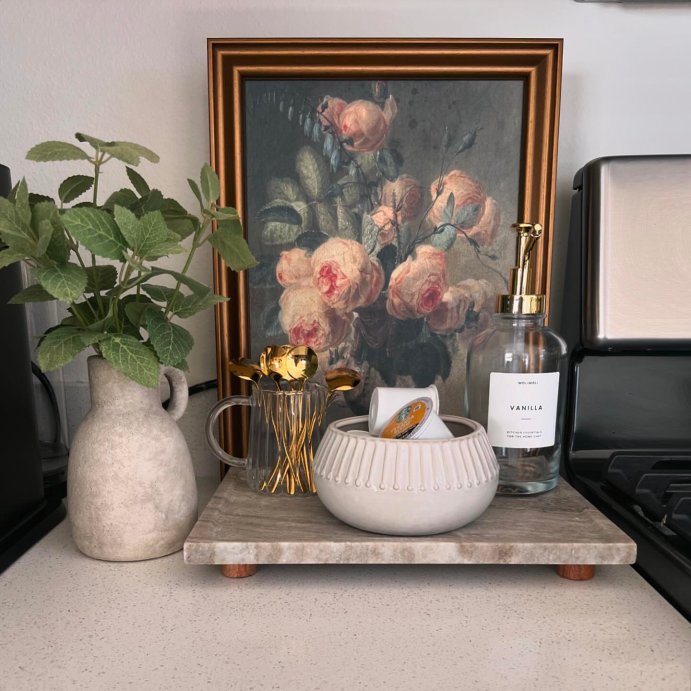 user image by @cerbss, 12&#34; x 16&#34; Antique Floral Framed Canvas Board Olive Green - Threshold&#8482;: Botanical Digital Art, Gold Frame, Vertical Layout