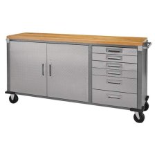 Shop Mastercraft 72" Diamond Series 2-Door, 6-Drawer Wooden Top Work Station with Wheels, 72 x 21-5/8 x 37-1/2-in and more