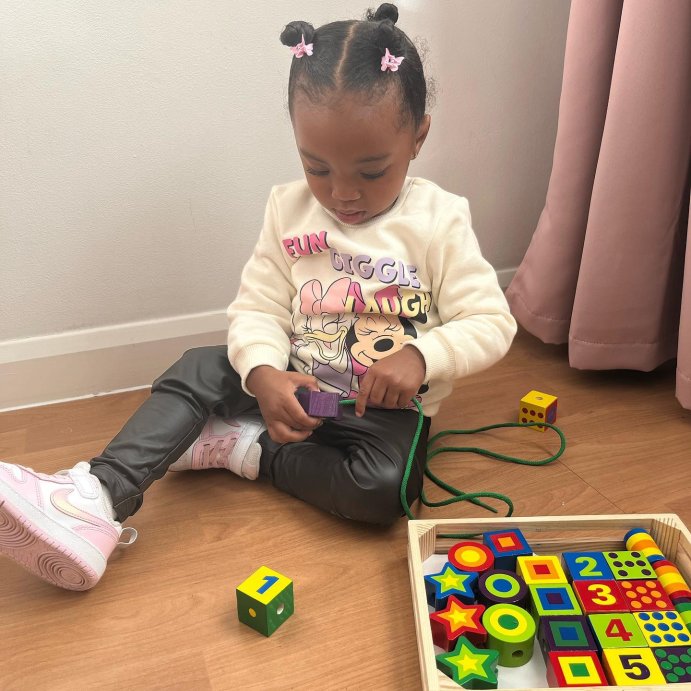 user image by @azaria_reine, Melissa &#38; Doug Deluxe Wooden Lacing Beads - Educational Activity With 27 Beads and 2 Laces