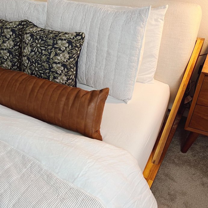 user image by @haileyswindall, Square Double Cloth Printed Decorative Throw Pillow Navy/Green/Cream - Threshold&#8482;: Cotton Fabric, Botanical Pattern, Indoor Use