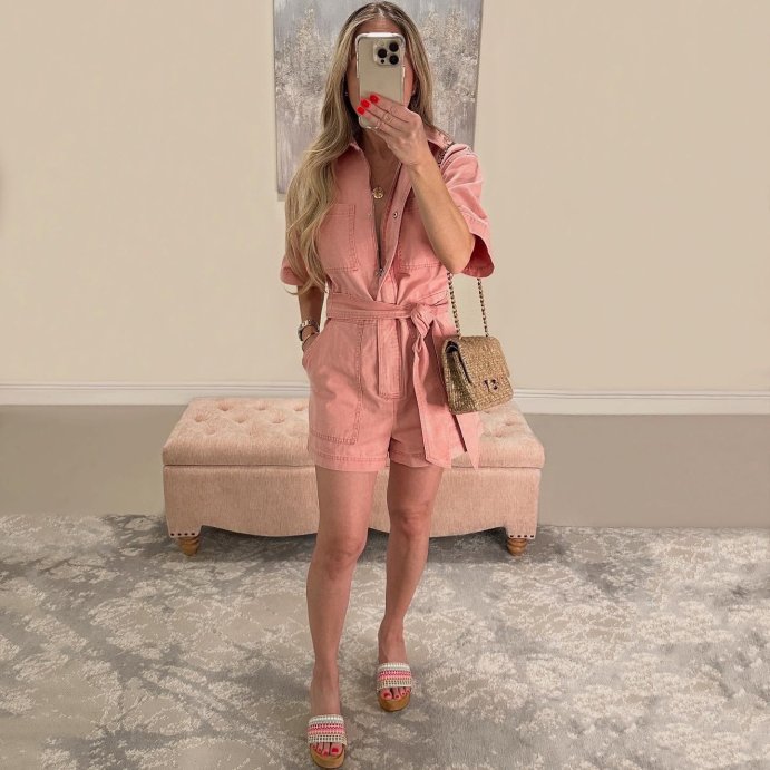 user image by @shirley.chanel1, Women's Short Sleeve Utility Romper - Future Collective