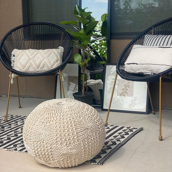 user image by @suzeth.quintana, Anouk Knitted Cotton Pouf - Christopher Knight Home