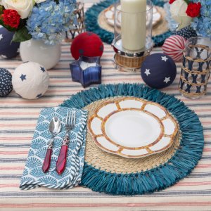Raffia Fringe Chargers, Set of 4 | Mark and Graham