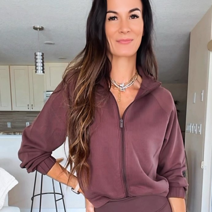 user image by @nicole__colee, Women's Airy Sleek Ribbed Full Zip Jacket - All In Motion™ Brown