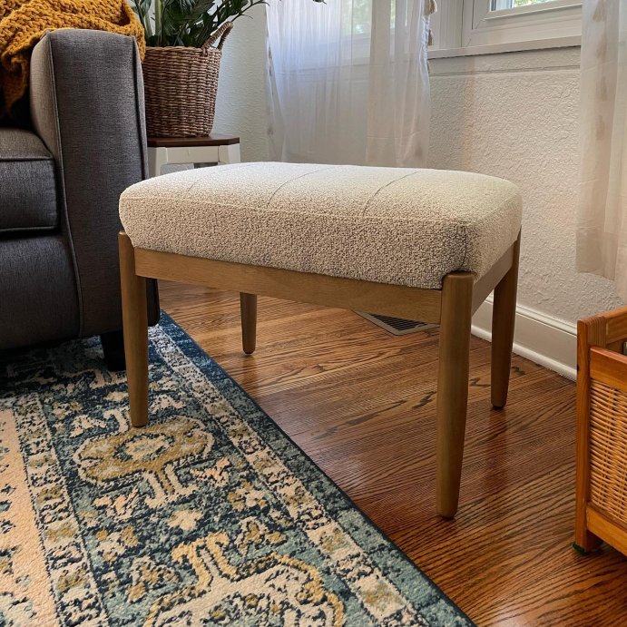 user image by @somethriftysisters, Boucle Upholstered Wood Ottoman - Hearth & Hand™ with Magnolia
