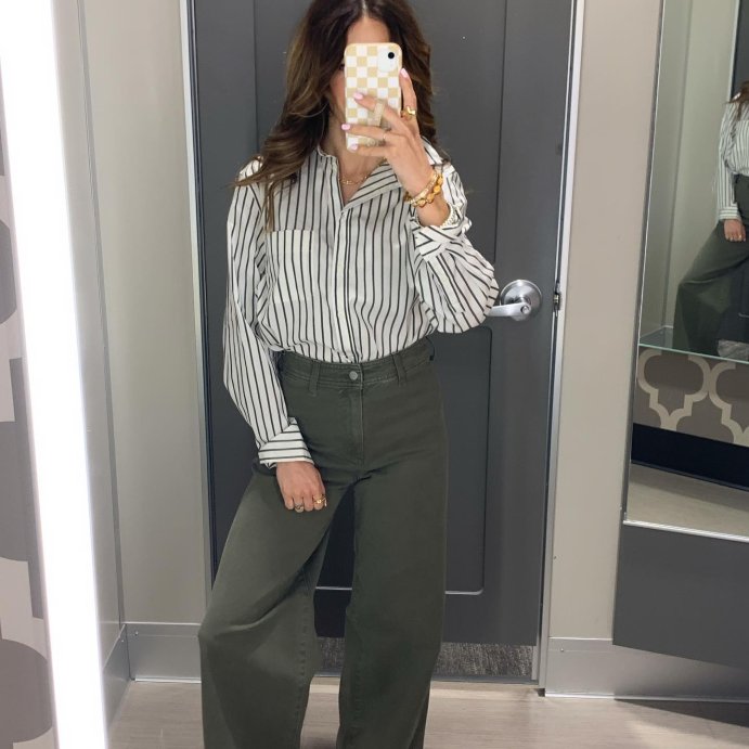 user image by @trace.this.style, Women's Slim Fit Boyfriend Tailored Long Sleeve Button-Down Shirt - A New Day™
