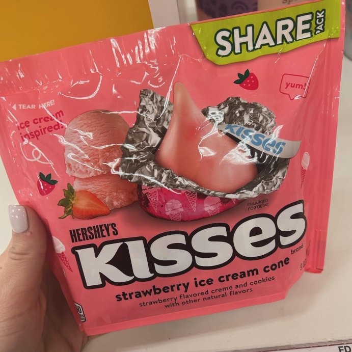user image by @foodie_finds_4you, Hershey&#39;s Kisses Strawberry Ice Cream Cone Flavored Share Bag Candy - 9oz