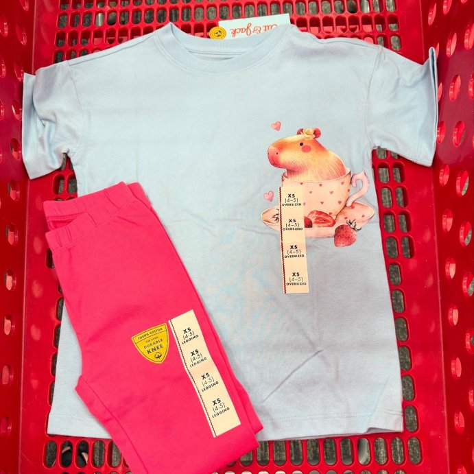 user image by @thislovelylife_of_five, Girls&#39; Short Sleeve Oversized Capybara Graphic T-Shirt - Cat &#38; Jack&#8482; Light Blue