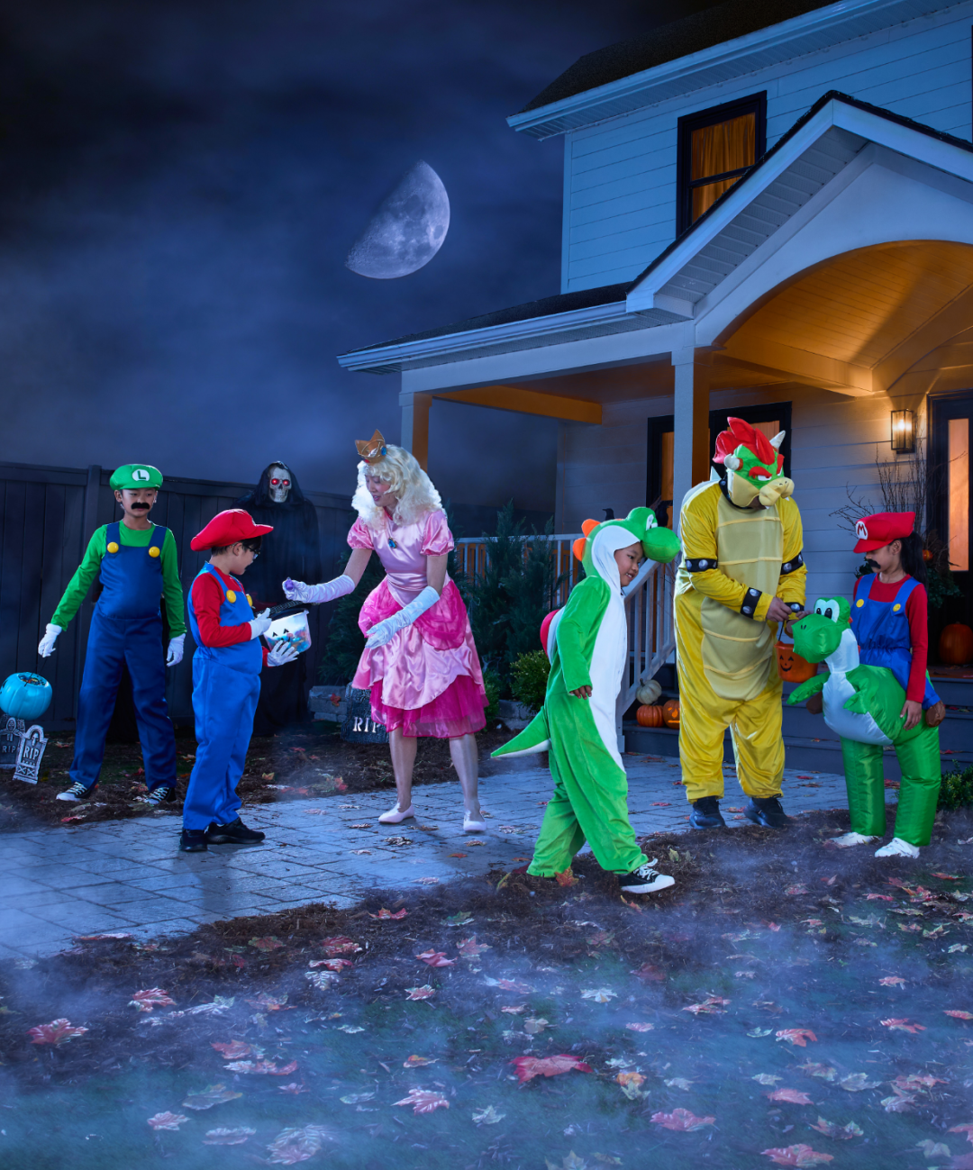 Shop Kids' Nintendo Super Mario Bros Mario & Yoshi Red/Green Inflatable Halloween Costume, One Size, Adult Nintendo Super Mario Bros Princess Peach Pink Dress Halloween Costume, More Options Available, Nintendo Super Mario Brothers Luigi Halloween Costume, Kids, More Options Available, Yoshi Onesie Halloween Costume with Shell, Multi-Colour, Child, Assorted Sizes, Bowser Onesie Halloween Costume with Shell & Headpiece, Multi-Colour, Adult, Assorted Sizes, Classic Mario Halloween Costume with Hat and Moustache, Red/Blue, Adult, Assorted Sizes and more