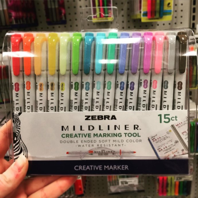 user image by @shmanz_planz, Zebra 15ct Mildliner Dual-tip Creative Marker Assorted Colors: Mildliner Highlighters, Fine &#38; Bold Tips, Multicolored Ink, Teacher Supplies