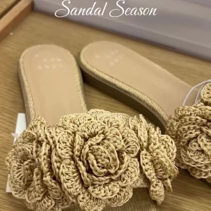 user image by @tessa.shops, Women&#39;s Coco Raffia Flower Slide Sandals - A New Day&#8482; Tan