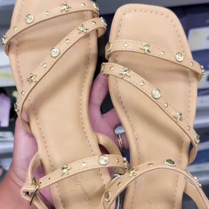 user image by @treatmetotarget, Women&#39;s Florence Embellished Ankle Strap Sandals with Memory Foam Insole - Universal Thread&#8482; Tan