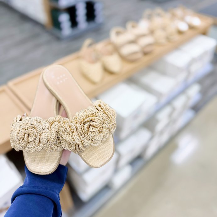 user image by @targetscallingme, Women&#39;s Coco Raffia Flower Slide Sandals - A New Day&#8482; Tan
