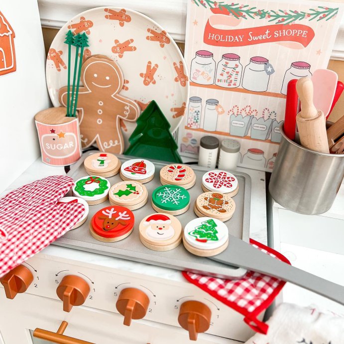 user image by @daniellemsapienza, Melissa &#38; Doug Slice and Bake Wooden Christmas Cookie Play Food Set